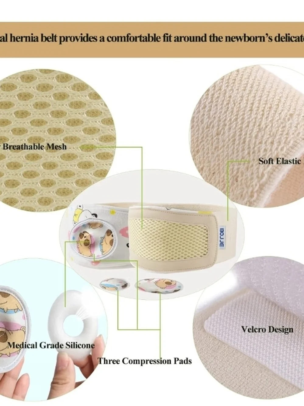 Baby Support Belt - Breathable Beige Infant Belly Band